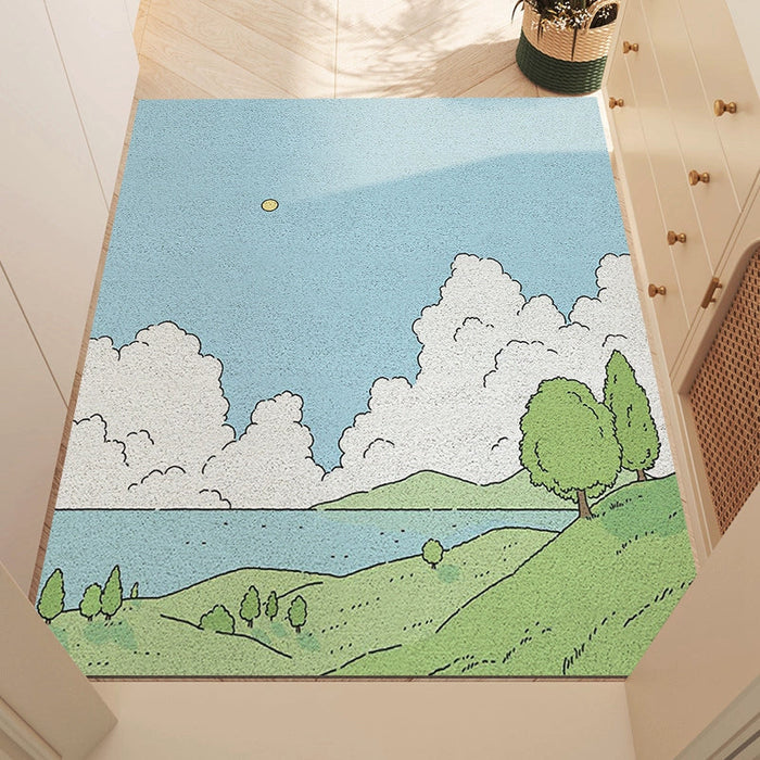 Feblilac Irregular Serene Lakeside PVC Coil Door Mat