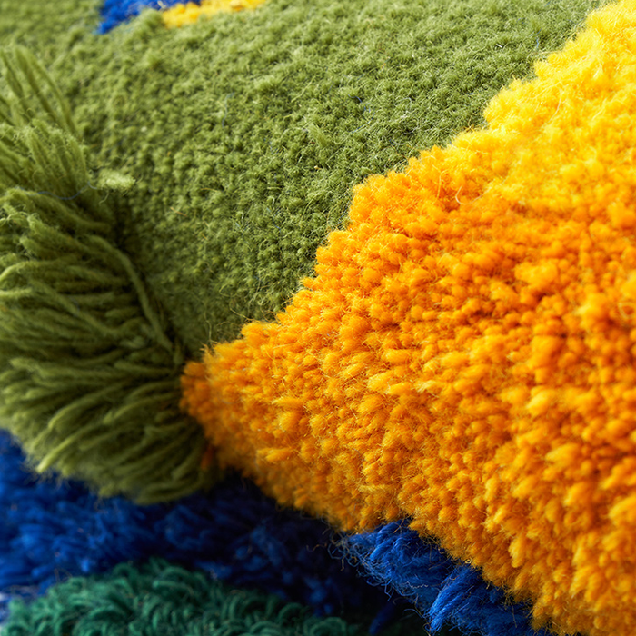 Feblilac 3D Blue-Green-Yellow Moss Leaves Wool Area Rug Carpet