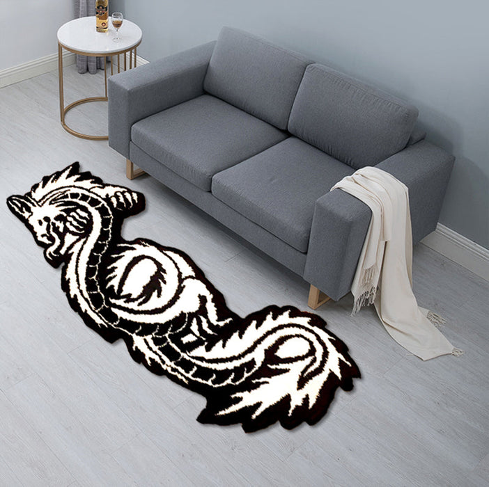 Feblilac Cute Black and White Dragon Tufted Bath Mat