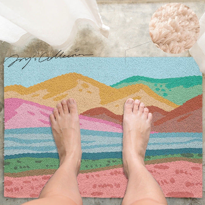 Feblilac Pink Mountains Tufted Bath Mat