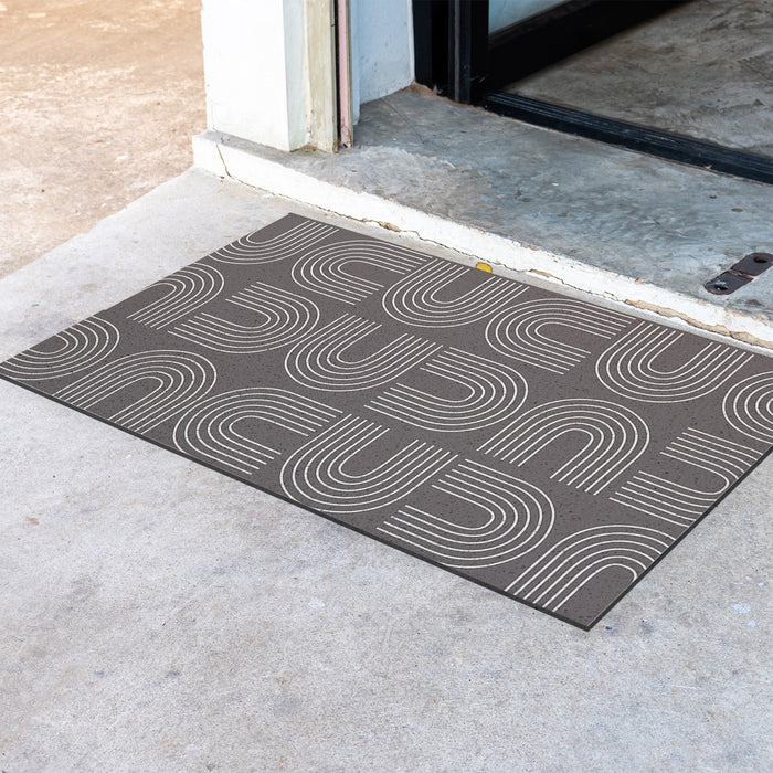 Feblilac Grey U Shaped Pattern PVC Coil Door Mat