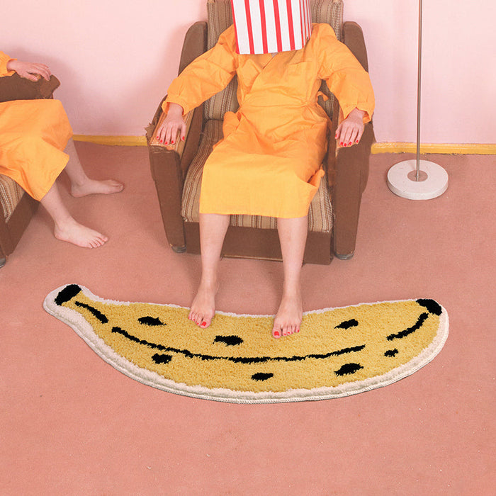 Cute Banana Bath Mat, Irregular Fruit Bathroom Rug, Tufting Mat for Bathroom