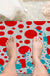 Feblilac Red and Blue Polka Dot Tufted Bath Mat