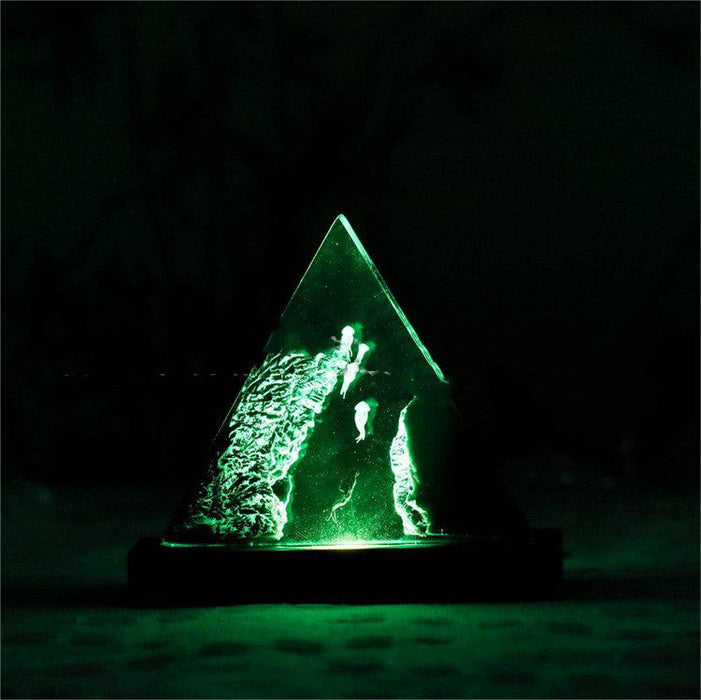 Creative Style Triangle Wooden Small Night Lamp Trench Jellyfish Diver Resin Ambience Light