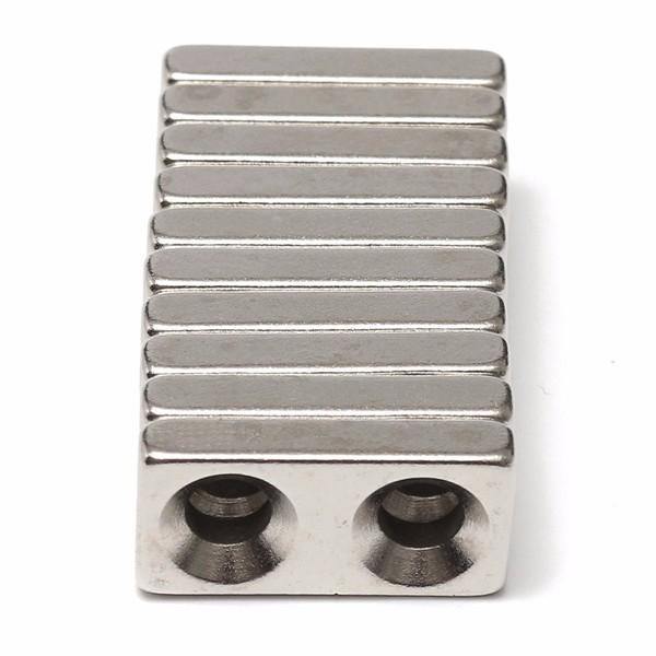 10pcs N35 20x10x4mm Block Countersunk Magnets Neodymium Magnets With 2 Holes