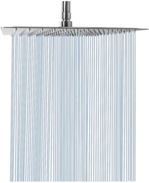 Rain Shower Head,  High Flow Stainless Steel Square Rainfall Showerhead, Waterfall Bath Shower Body Covering, Ceiling or Wall Mount (12 Inch, Brushed Nickel)