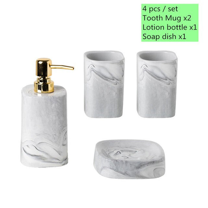 1Pc European Bathroom Wash Set Ceramic Soap Dispenser Perfume Bottle Soap Dish Mouthwash Cup with Tray Home Bathroom Accessories