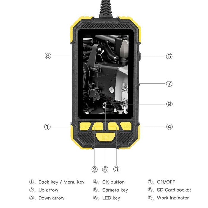 8mm 1080P HD Lens Borescope Camera 4.3 Inch IPS Industrial Ultra-Clear Pipeline with Screen Automotive Professional Industrial Borescope Waterproof Hard Wire