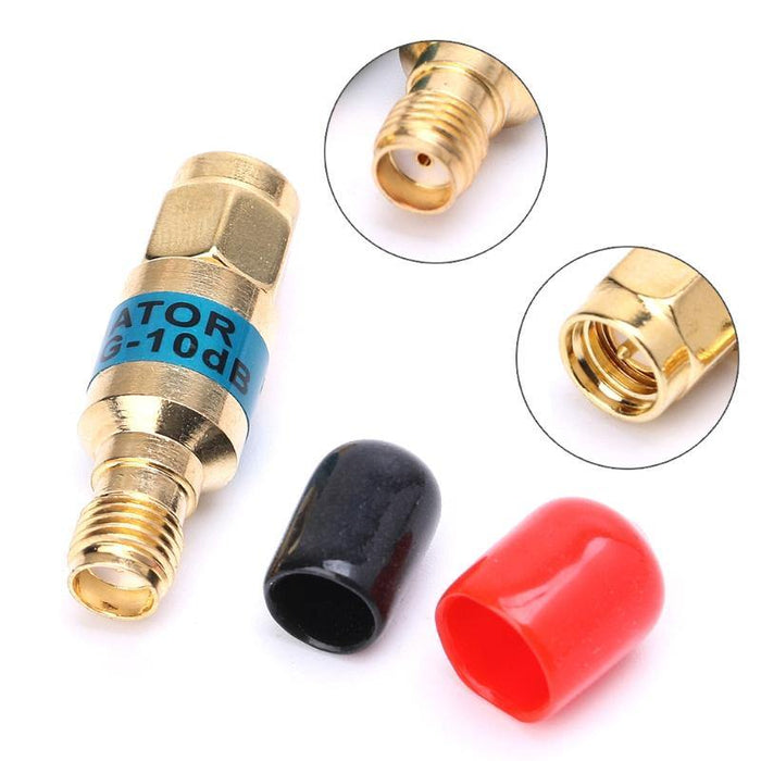 2W 0-6GHz Golden Attenuator SMA-JK Male to Female RF Coaxial Attenuator