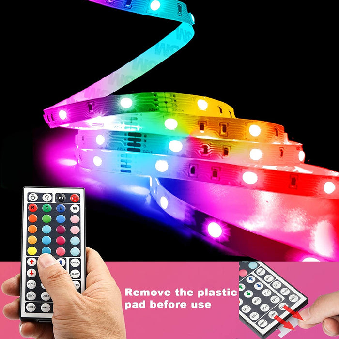 Led Strip Lights 60Ft 5050 RGB Flexible Led Lights with 44 Keys Remote Controller and 12V Power Supply