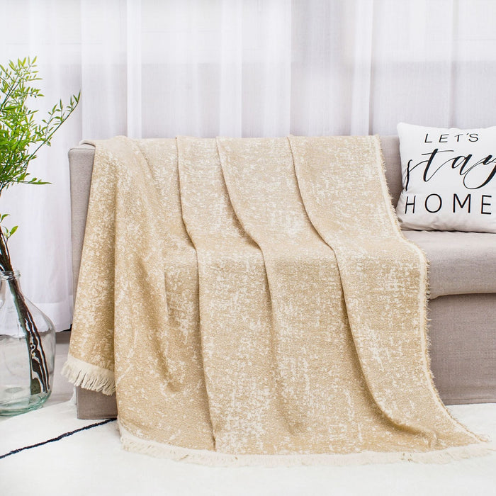 Cotton Linen Plain Class A Simple Ins Style Tassel Blanket