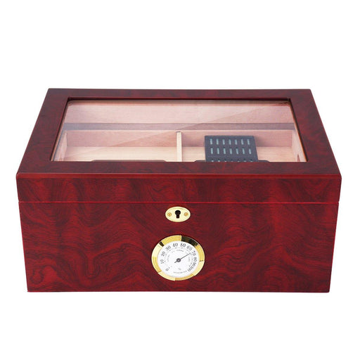 120 Pcs Wooden Grain Humidifier Storage Box Case With Lockstitch Transparent Display Window Double Layer