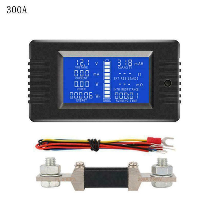 DC Multifunction Battery Monitor Meter 50A/200A/300A LCD Display Digital Current Multimeter Voltmeter Ammeter for Cars RV Solar System