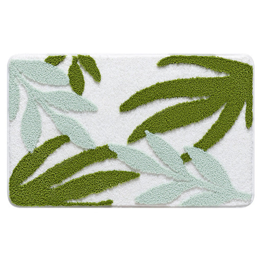 Light Green Leaves Bath Mat