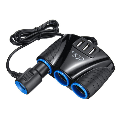 3 in 1 Triple Socket Vehicle Charger Car Lighter Adapter Power Plug USB Port