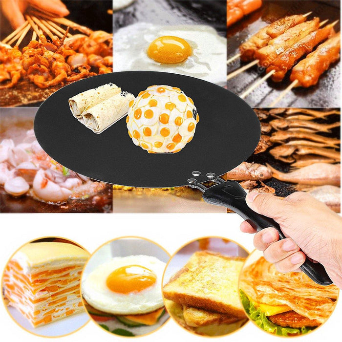 Frying Pan Non-Stick Flat Iron Steak Pancake Pizza Griddle Baking Kitchen Cookware 30CM