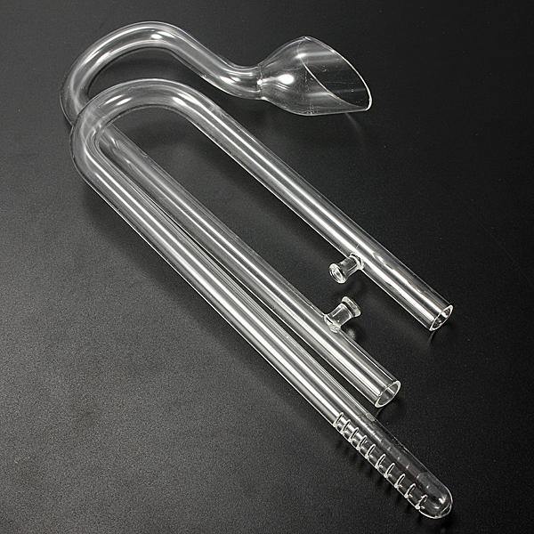 Aquarium Glass Lily Breather Pipes Inflow & Outflow 13mm for 12/13mm Tube + 2 Suction Cups