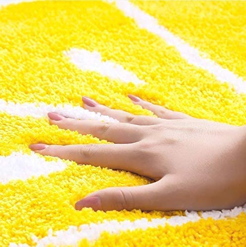 Feblilac Yellow Lemon Bath Mat, Cozy Cute Fruit Round Mat for Bathroom Bedroom