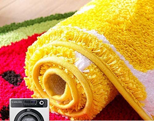 Feblilac Yellow Lemon Bath Mat, Cozy Cute Fruit Round Mat for Bathroom Bedroom