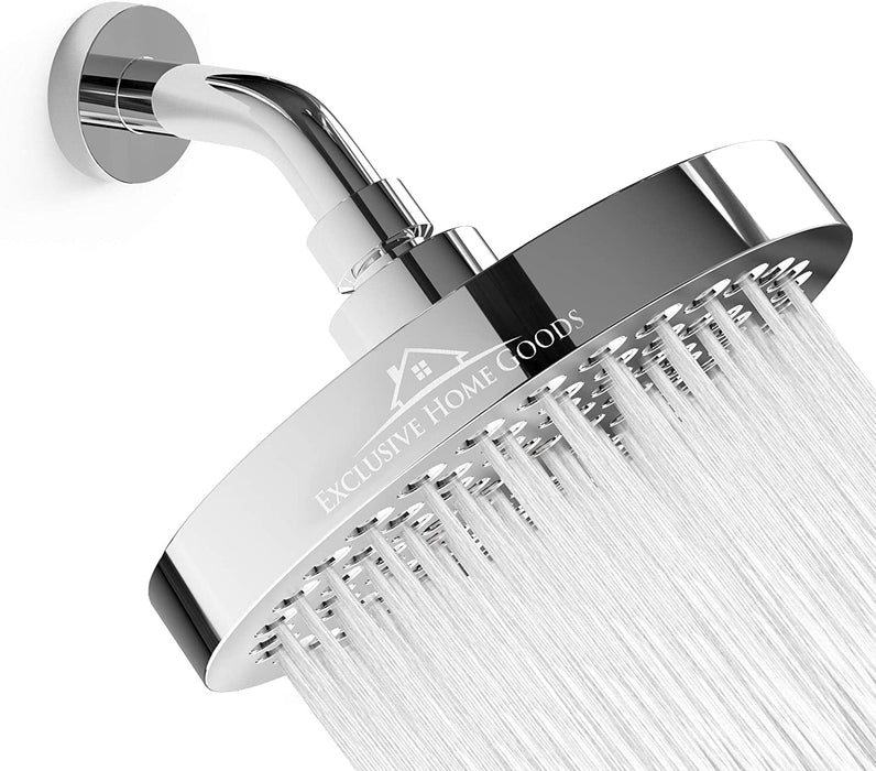 '-Luxury Rainfall Shower Head - High-Pressure Showerhead Jets, Rain Shower Head Ant-Clog Silicone Nozzles (2.5 GPM, 6 Inch Diameter, Deluxe Chrome)