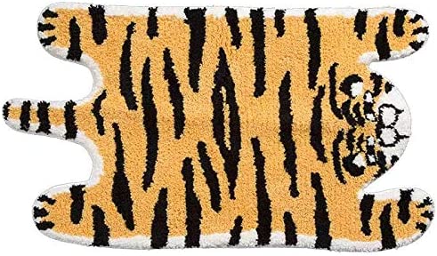 Feblilac Cute Soft Tiger Shaped Animals Tufted Bath Mat