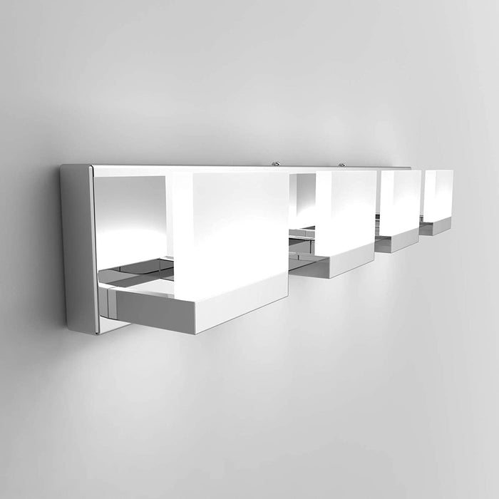 4 Lights LED Modern Vanity Light Chrome Bathroom Lighting Fixture up and down Bathroom Wall Light over Mirror(White Light 6000K)