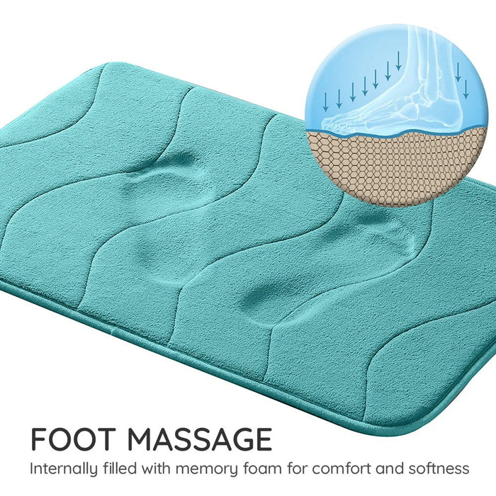 Memory Foam Bath Mat, Super Soft Absorbent Bathroom Rugs Non Slip Bath Rug Runner for Shower Bathroom Floors, 17" X 24", Teal
