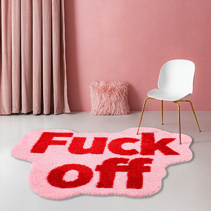 Pink FUCK OFF Mat for Bedroom Living Room Bedroom, Lovely Area Rug