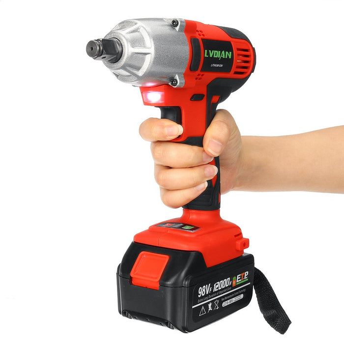 98VF 320NM 12000mAh Cordless Electric Power Impact Wrench Drill Screwdriver Set 110-240V