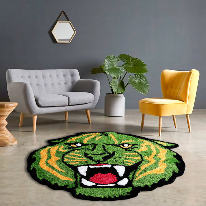 Feblilac Tiger Head Tufted Mat for Bathroom Bedroom Living Room