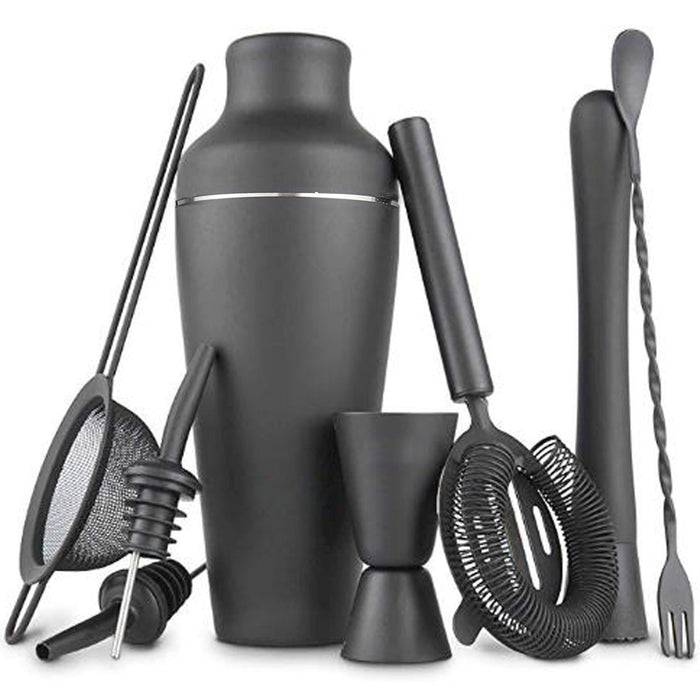 Exquisite 8-piece Set Matte Black Stainless Steel Cocktail Shaker Set Bar Tools