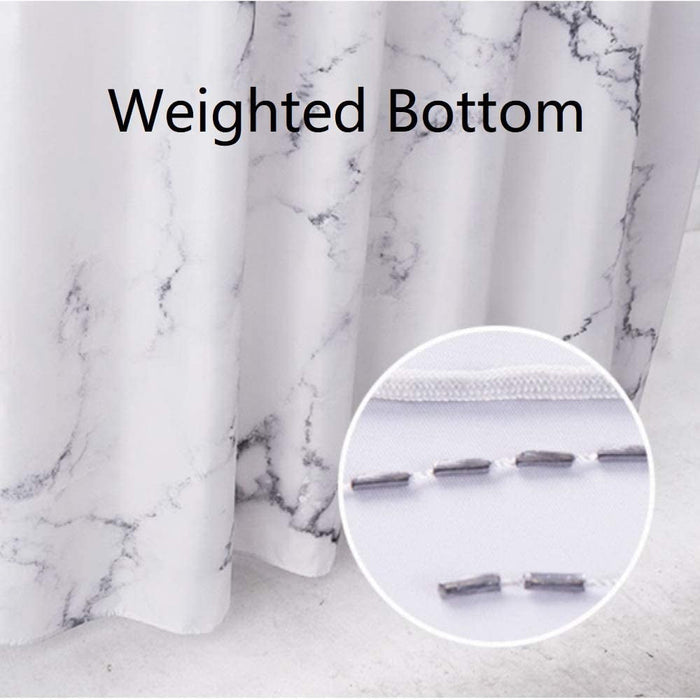 Marble Bathroom Shower Curtain,Grey and White Fabric Shower Curtain with Hooks,Unique 3D Printing,Decorative Bathroom Accessories,Water Proof,Reinforced Metal Grommets,Standard 72X72 Inches