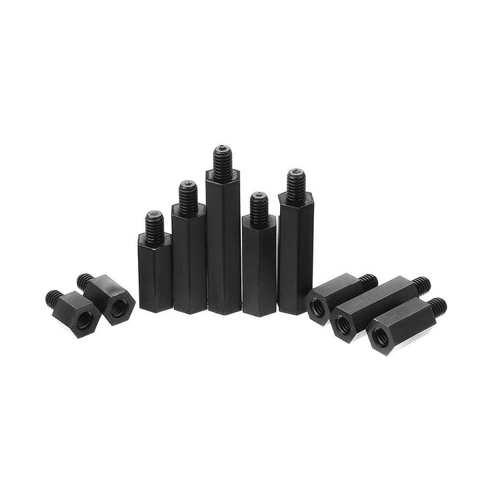 Suleve™ M4NH4 110Pcs M4 Nylon Hex Screw Black/White Female to Male PCB Standoff Column Set