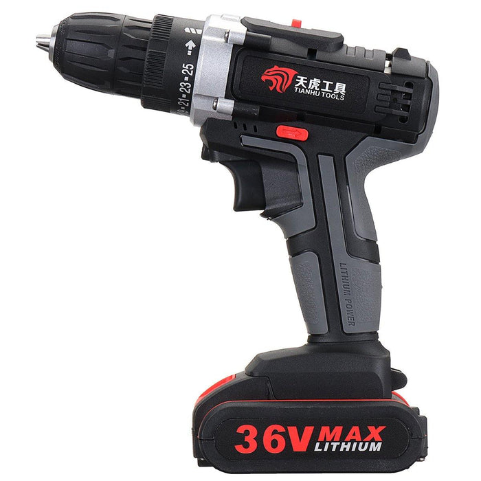 36V Electric Cordless Drill 28NM Brushless Screwdriver With LED Rechargeable Battery (Two Batteries)