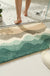 Feblilac Abstract Blue Wave Ocean Bath Mat Green Mountain Rug