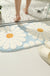 Feblilac Oval Blue Daisy Flower Tufted Bath Mat