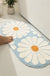 Feblilac Oval Blue Daisy Flower Tufted Bath Mat