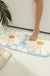 Feblilac Oval Blue Daisy Flower Tufted Bath Mat