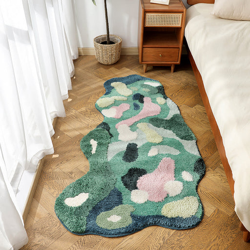 Feblilac Green Moss Tufted Bedroom Mat