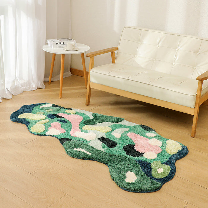 Feblilac Green Moss Tufted Bedroom Mat