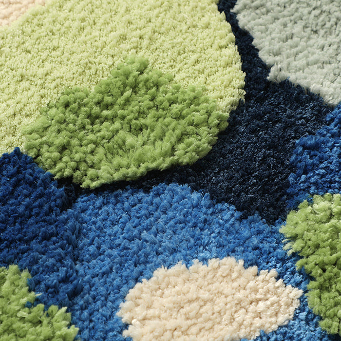 Feblilac Blue Moss Tufted Bedroom Mat