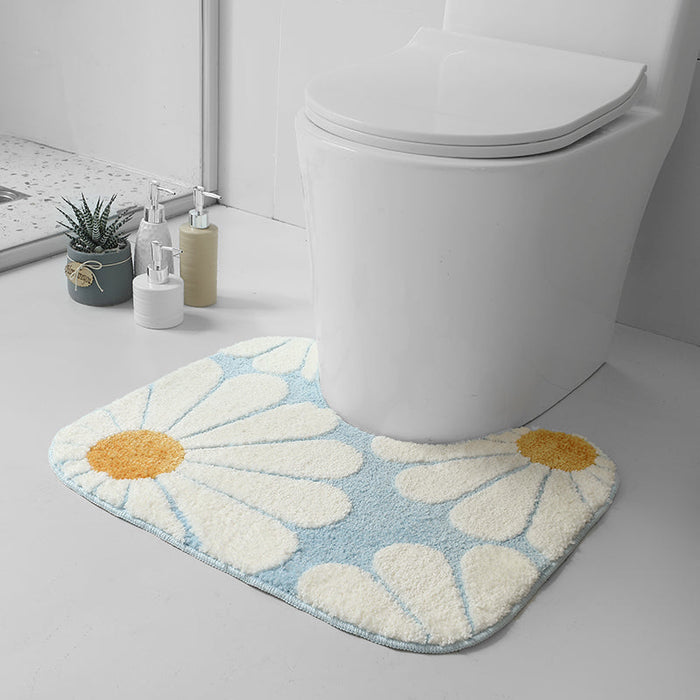 Feblilac Daisy Flower Tufted Bath Mat Set