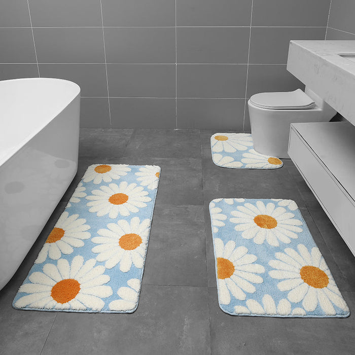 Feblilac Daisy Flower Tufted Bath Mat Set