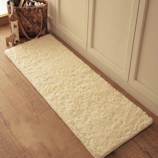 Feblilac Rectangular Solid White Tufted Bath Mat