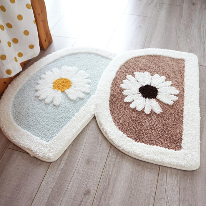 Semicircle Daisy Bathroom Mat