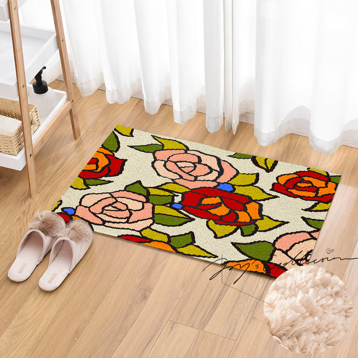 Feblilac Beautiful Rose Garden Tufted Bath Mat