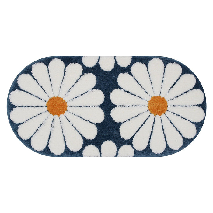 Feblilac Oval Colorful Daisy Tufted Bath Mat