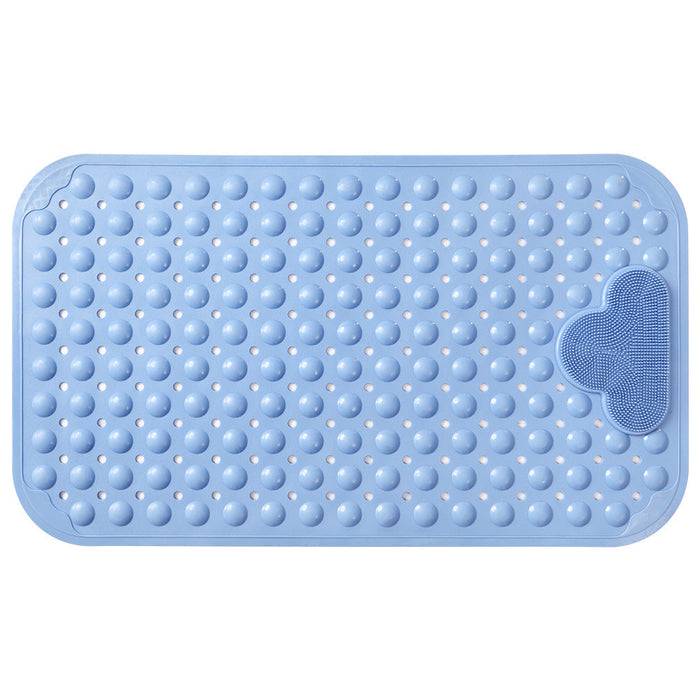 TPE Blue/Grey/Khaki/White Drain Holes and Suction Cups Tub Rug, Anti Slip Massage Bathtub Mats