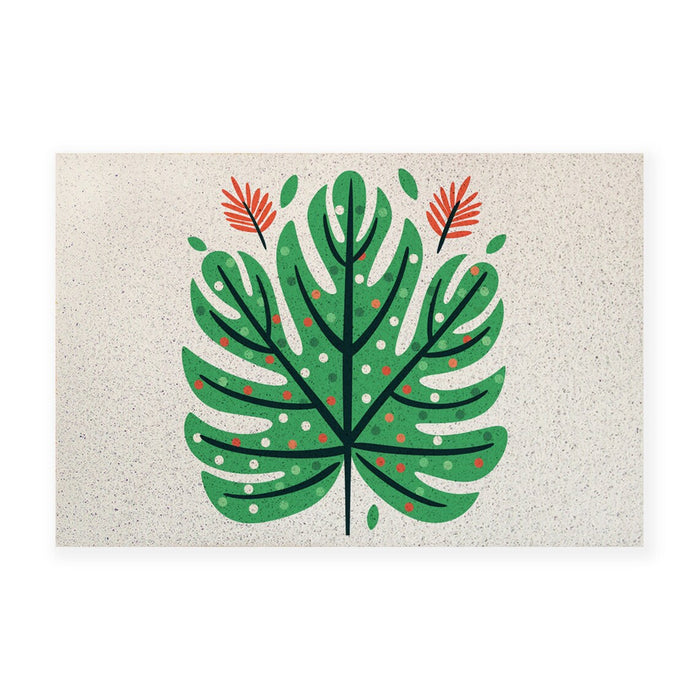 Feblilac Color Dot Green Monstera PVC Coil Door Mat