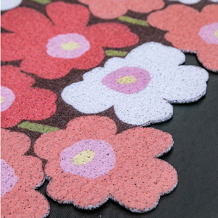 Feblilac Cute Red Flower Cutting Entrance Door Mat